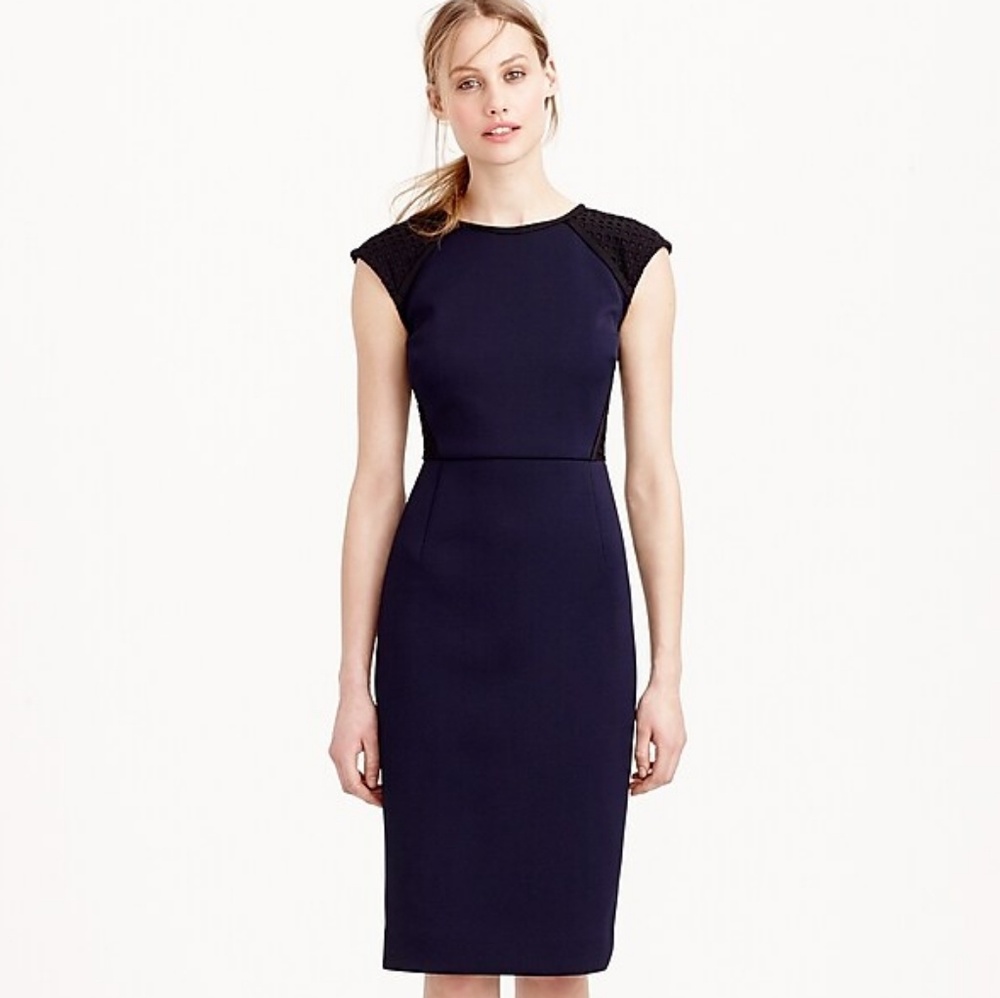 J. Crew Double Faced Pique Eyelet Dress- Size 0